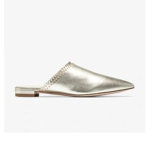 Cole Haan Raelyn Metallic Gold Mules, Size 6.